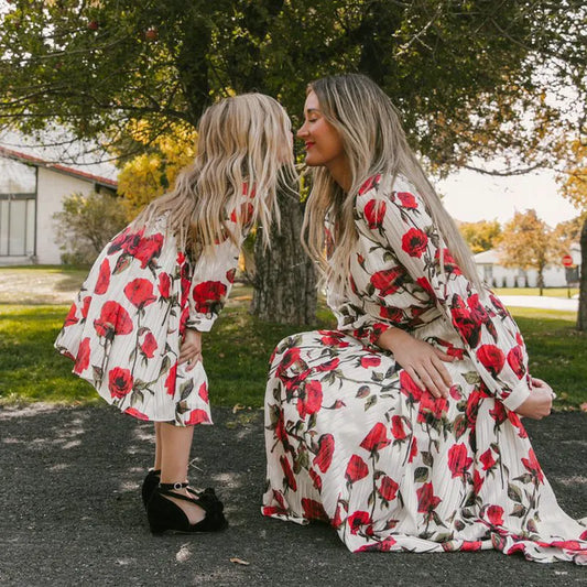 Mom And Daughter Floral Long Sleeve Dress