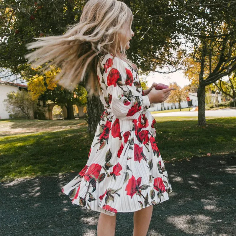 Mom And Daughter Floral Long Sleeve Dress